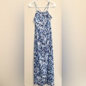 Romeo & Juliet Couture Blue and White Patterned Maxi Dress